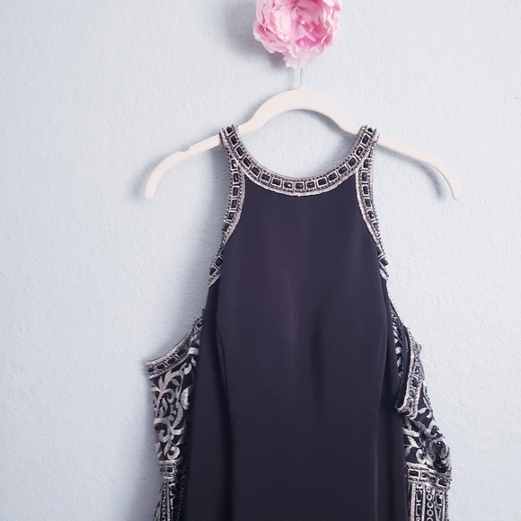 Ellie Wilde Mon Cheri Black Embroidered Bellsleeve Cold Shoulder Gown Prom Dress - Picture 5 of 13